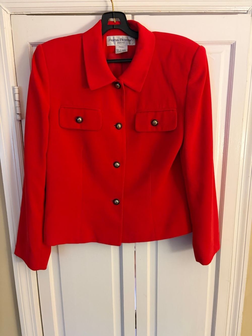 Rena Rowan Red Button-Front Shirt Jacket